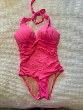 Victoria's Secret Hot Pink Ruched One-Piece Swimsuit